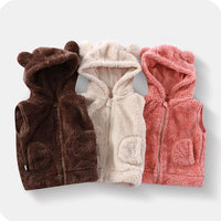 Cozy Bear-Ear Plush Toddler Vest