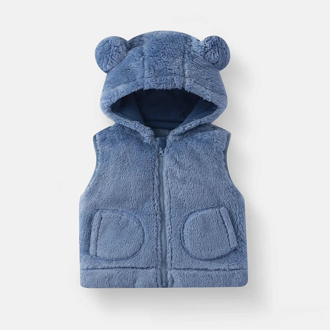 Cozy Bear-Ear Plush Toddler Vest