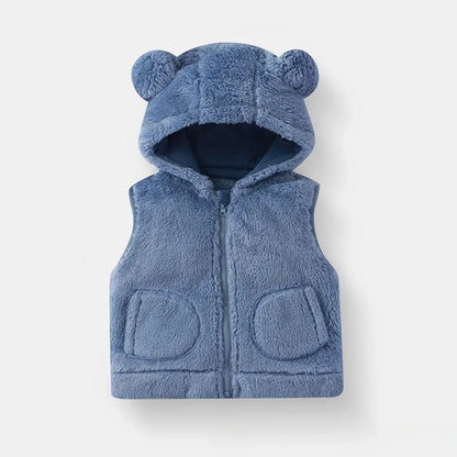 Cozy Bear-Ear Plush Toddler Vest
