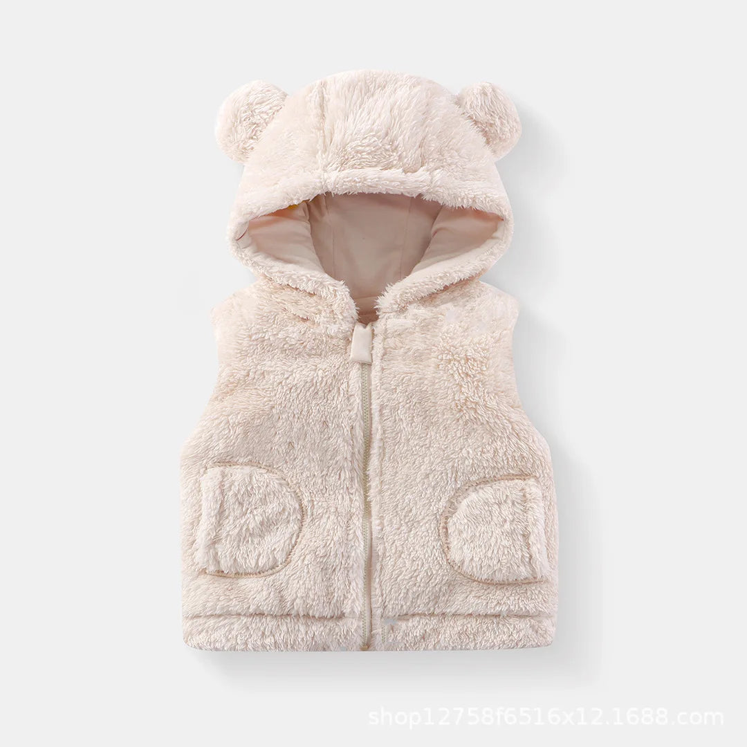Cozy Bear-Ear Plush Toddler Vest