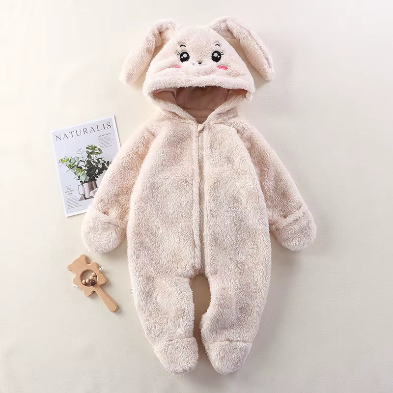 Cute Panda Print Baby Onesie, Winter Footed Pajamas Romper for Newborn & Toddler Girls, Cozy Home Wear Jumpsuit
