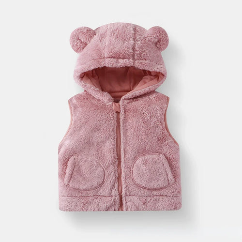 Cozy Bear-Ear Plush Toddler Vest